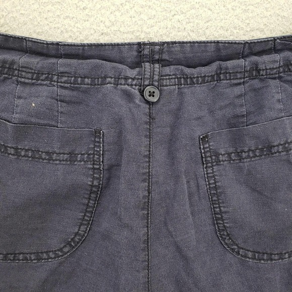 St John's Bay Shorts Womens 12 Linen Blue Cargo Utility Flat Front Pockets - Picture 6 of 13